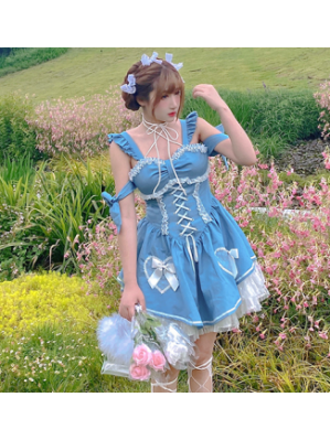 Sea Salt Demin Alice Kawaii Style Dress by Diamond Honey (DH88)